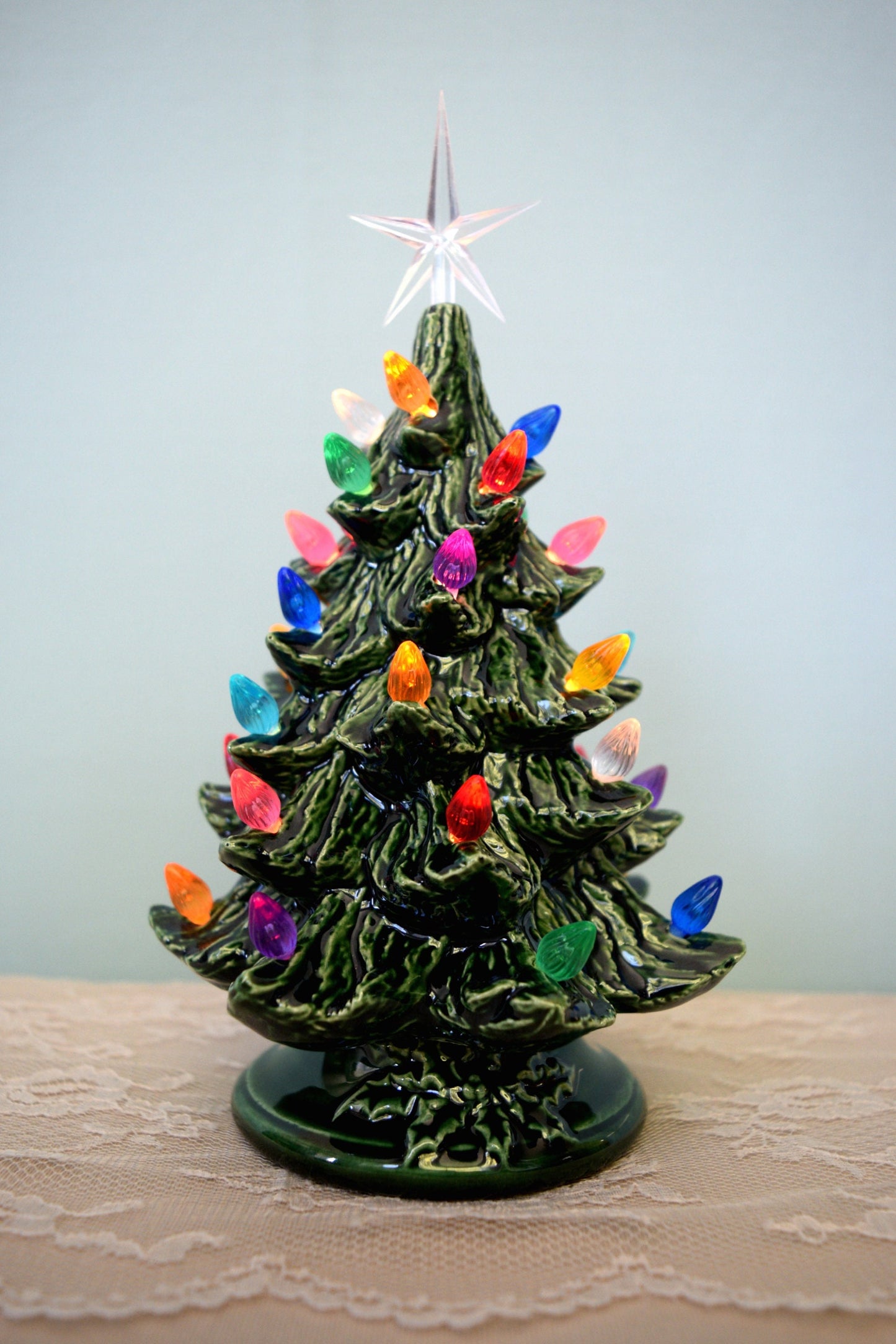 Vintage Style Lighted Christmas Tree 8 inch -  Bisque Christmas tree - DIY Christmas tree - Ready to paint Christmas tree