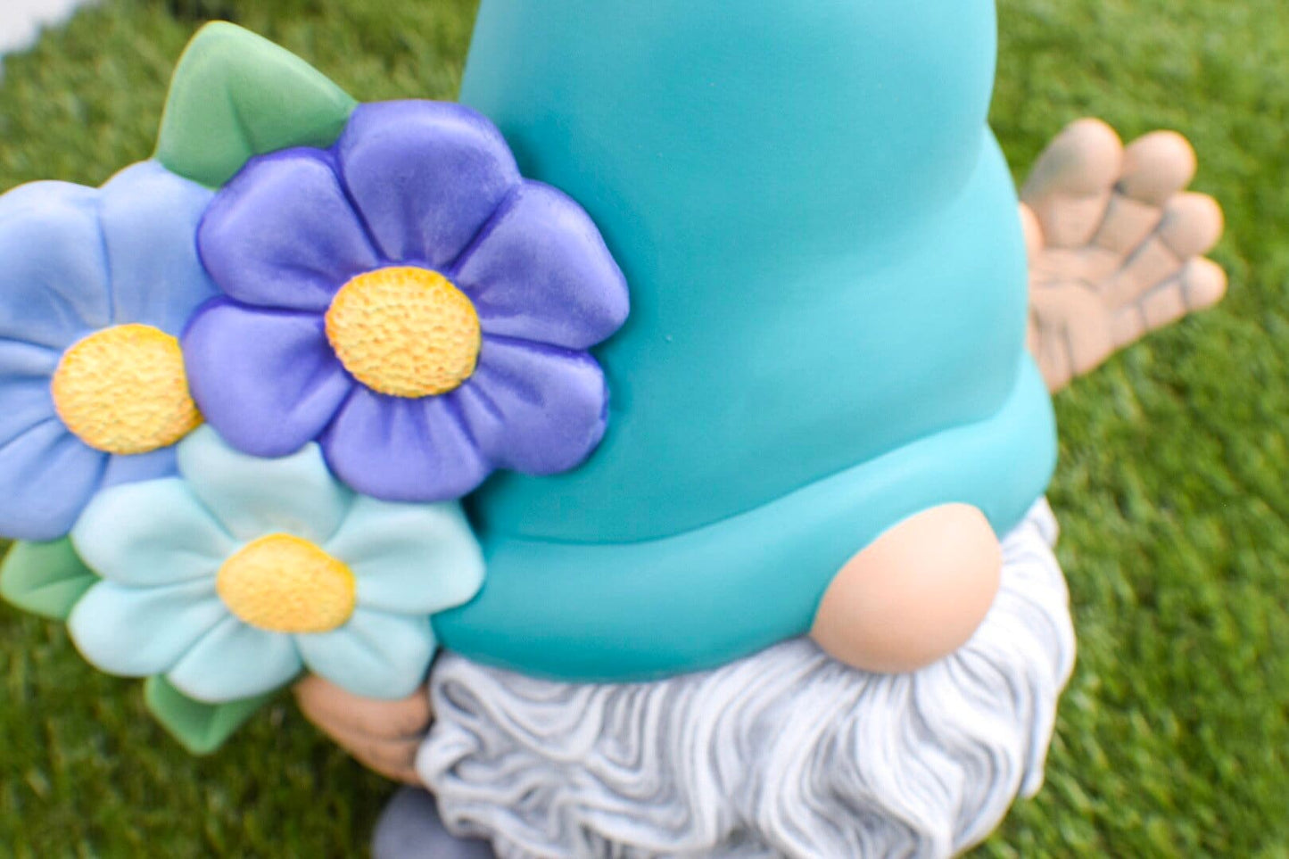 Bisque Large Garden Gnome Yard Art - Unfinished - READY to Paint  Gnome with flowers