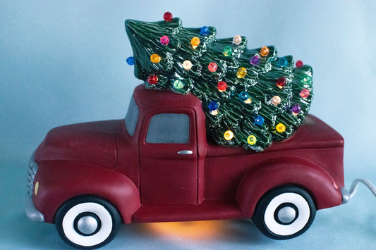 Christmas Tree Truck | Ceramic Light with Glazed tree