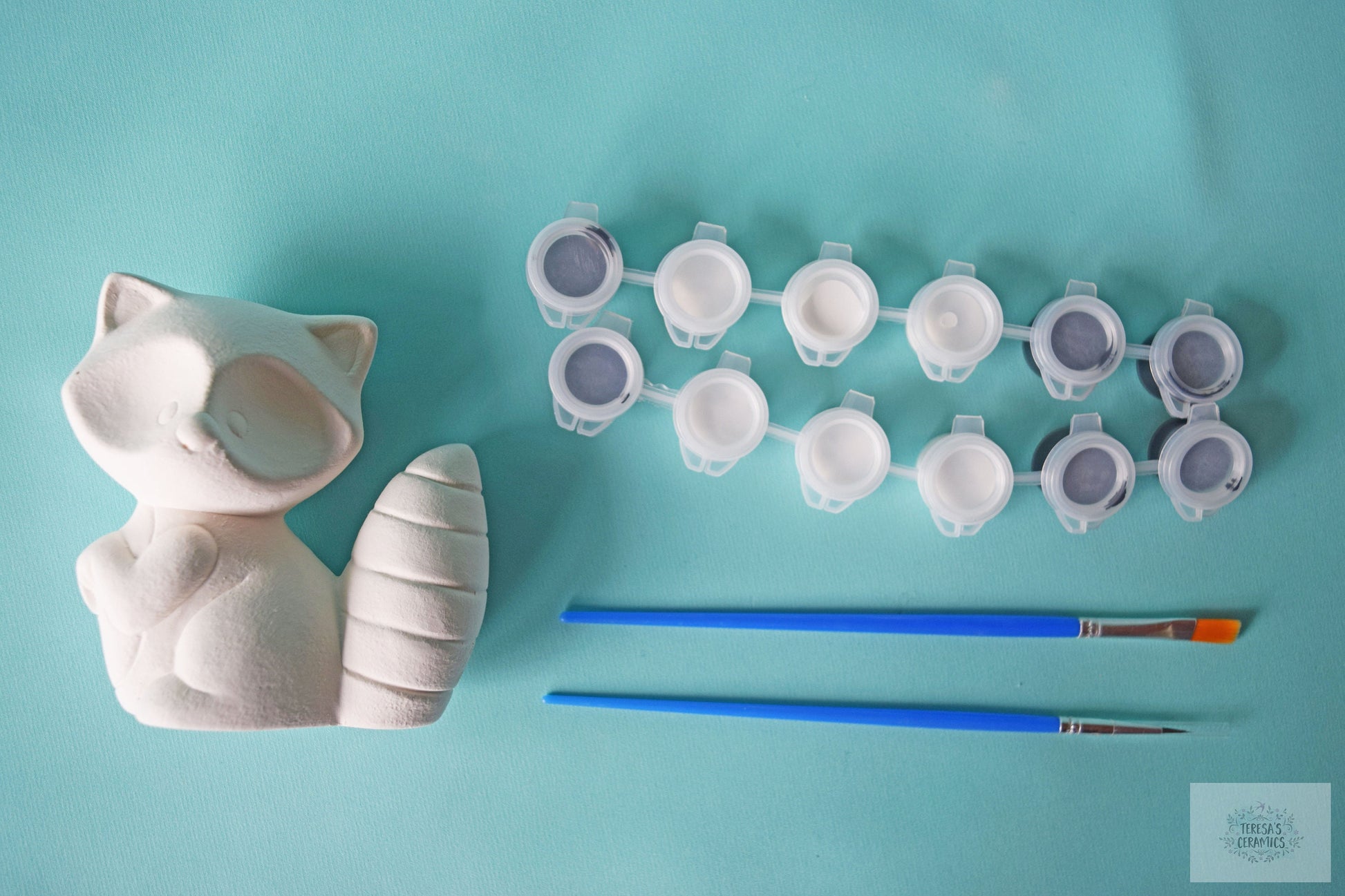 Bisque Raccoon | DIY Paint Kit | Back To School | Art Project In A Box - Teresa's Ceramics