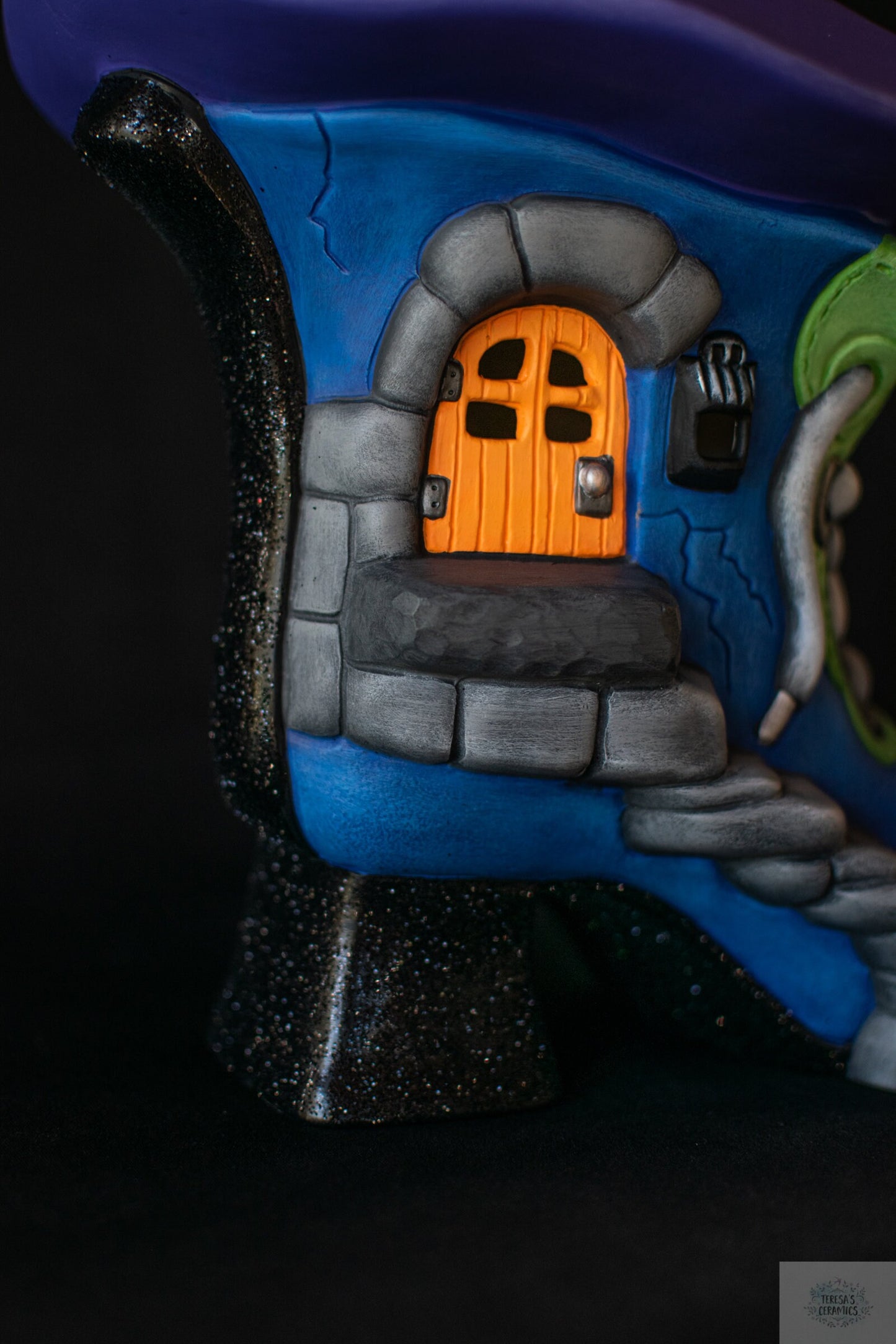 Wicked Witch Cottage | Glitter Halloween Decor | Witches Boot | Witch Shoe