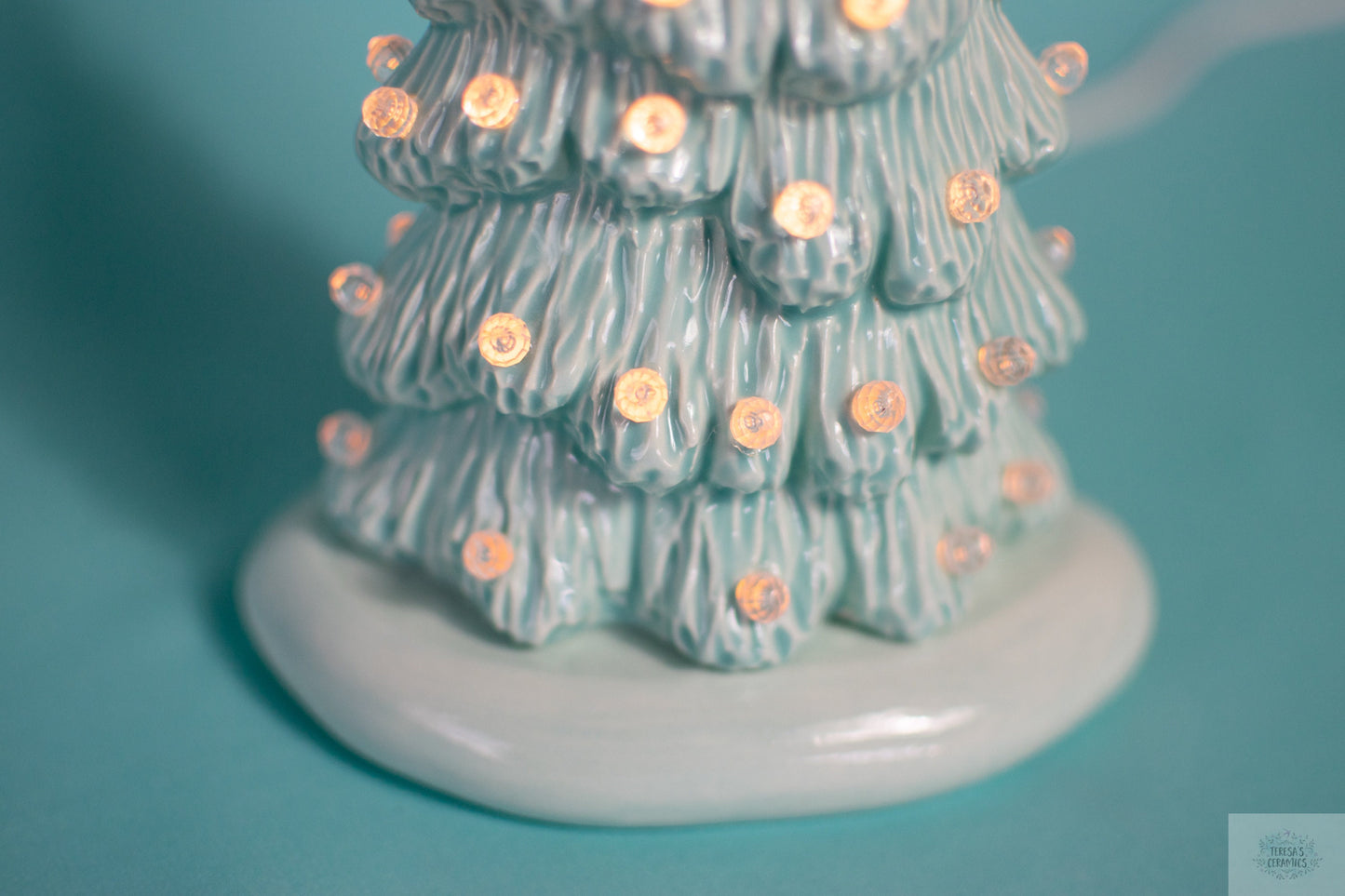 Sea Glass Blue | Classic Christmas Tree | 9 inches tall | Lighted  winter Tree