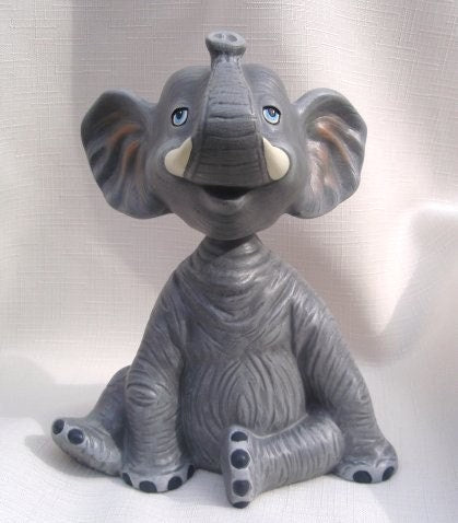 Bobble Head - Elephant - Ceramic Elephant - Elephant Decor - Elephant Baby Shower - Baby Room Decor - Collectible Elephant - Gifts under 15