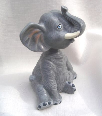 Bobble Head - Elephant - Ceramic Elephant - Elephant Decor - Elephant Baby Shower - Baby Room Decor - Collectible Elephant - Gifts under 15