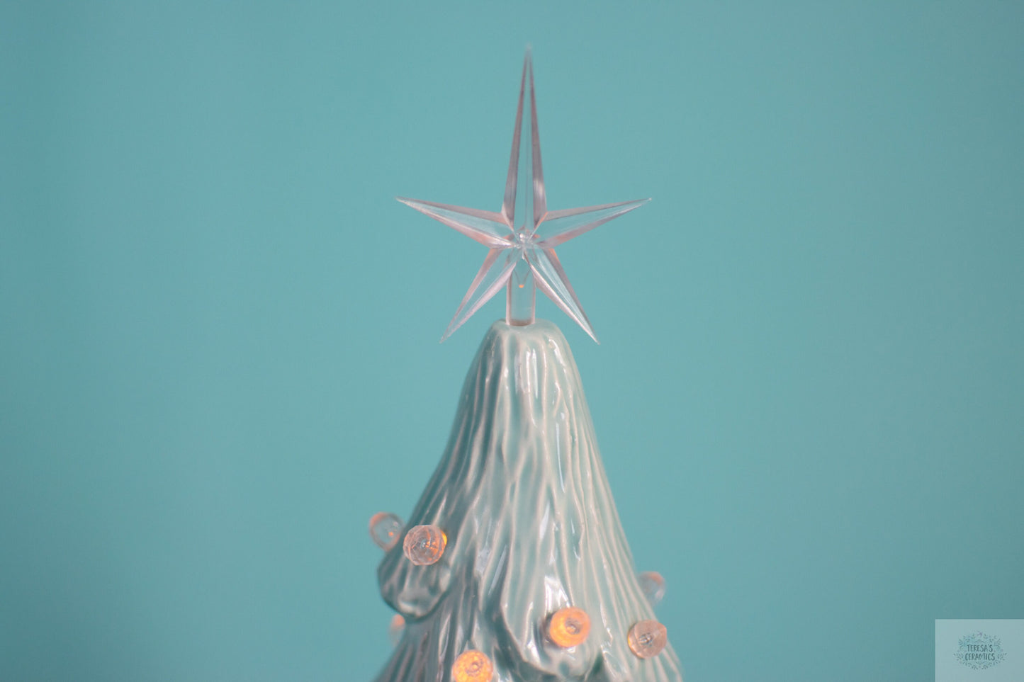 Sea Glass Blue | Classic Christmas Tree | 9 inches tall | Lighted  winter Tree