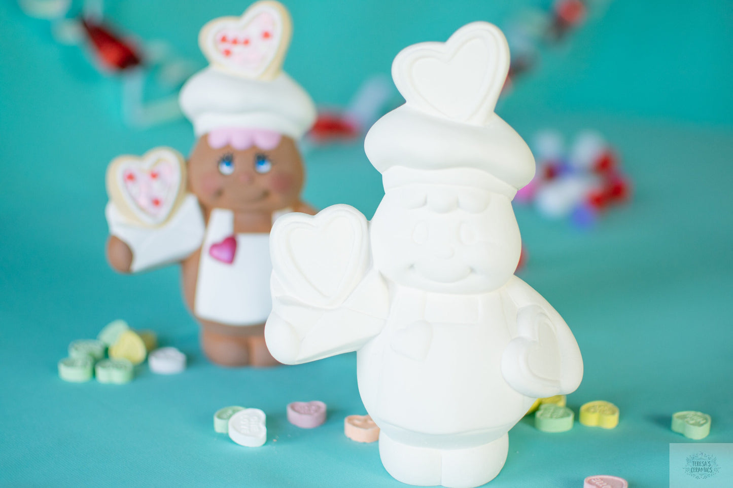 DIY Valentine's Ceramic Gingerbread Baker - Paint Your Own Bisque Heart Cookie Gift