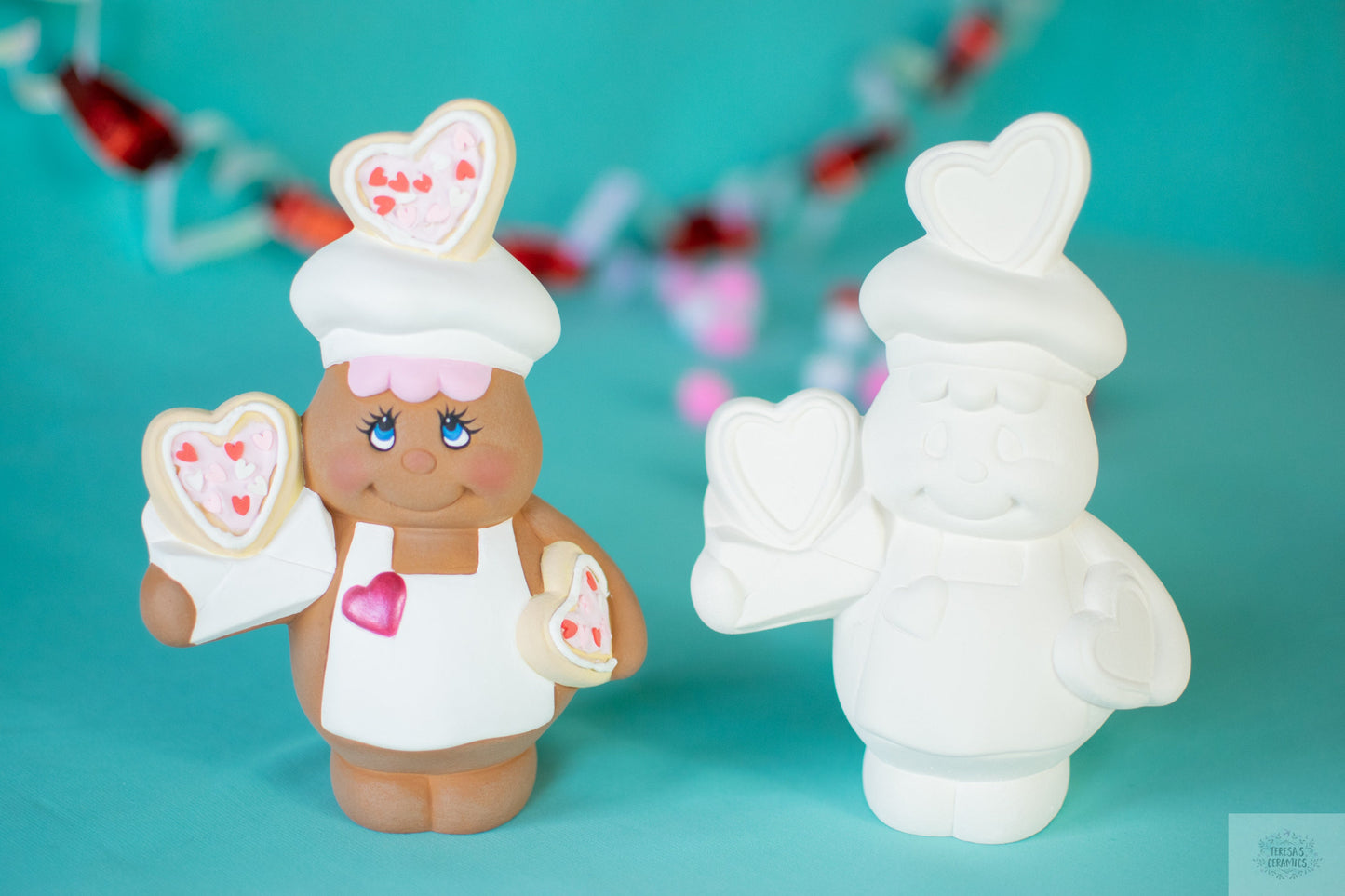DIY Valentine's Ceramic Gingerbread Baker - Paint Your Own Bisque Heart Cookie Gift