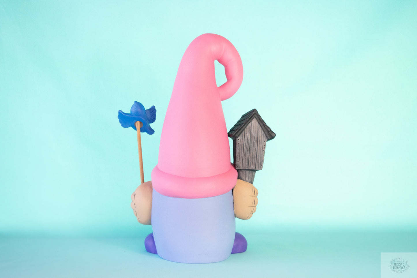 Large Pink Birdhouse Gnome | Birdhouse Gonk | Gift For Her | Spring Gnome | Gnome Statue | Cottage Decor | Garden Decor