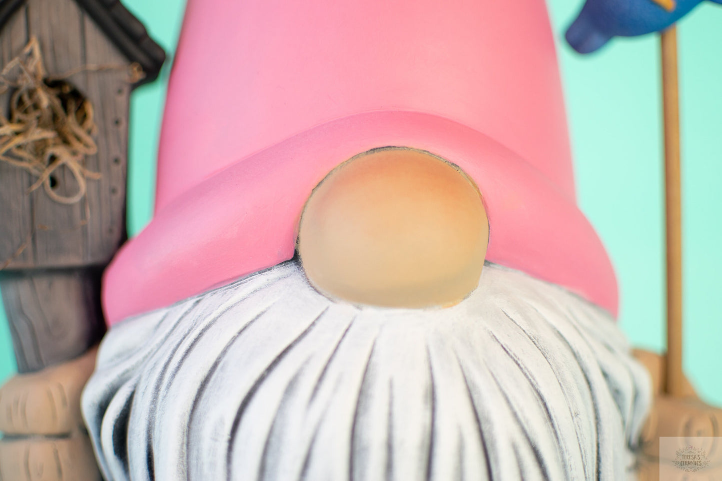 Large Pink Birdhouse Gnome | Birdhouse Gonk | Gift For Her | Spring Gnome | Gnome Statue | Cottage Decor | Garden Decor
