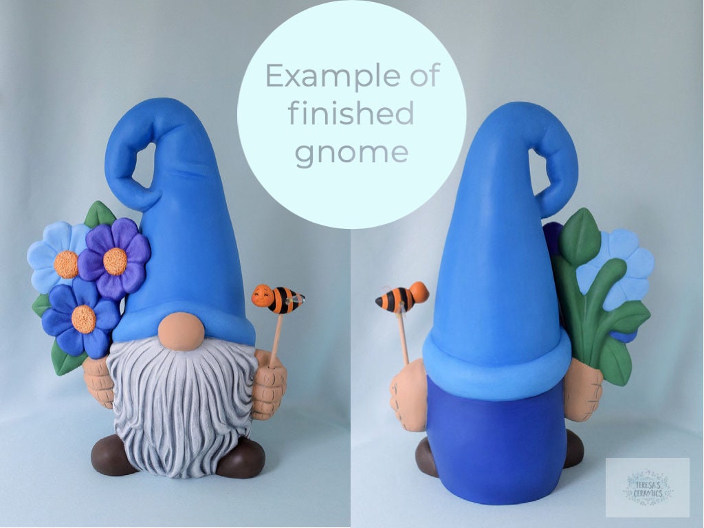 DIY Paint-Ready Bumblebee Garden Gnome: Large Ceramic Outdoor Yard Flower Statue Decor