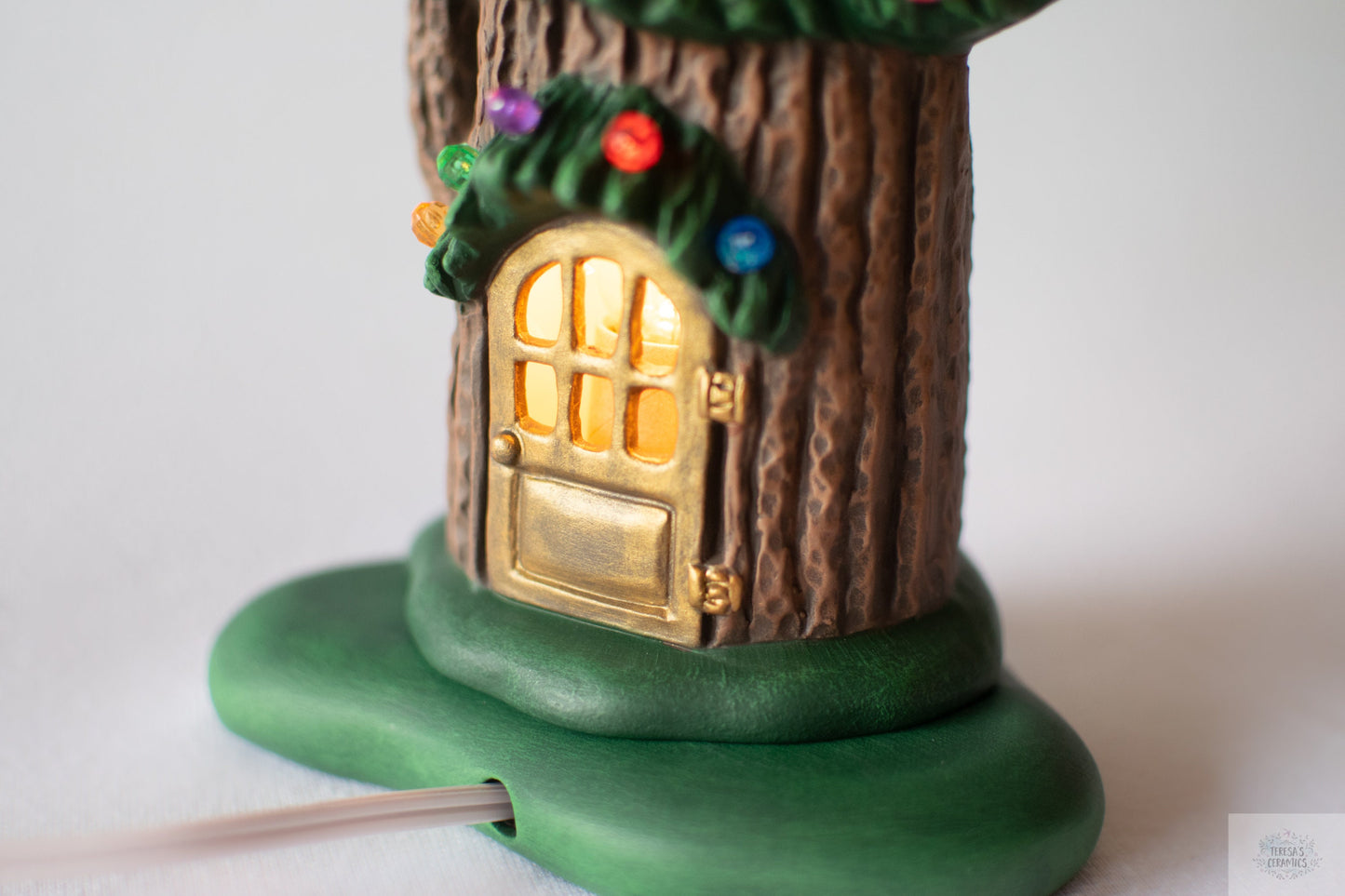 Winter Fairy House | Woodland Fairy Christmas | Holiday Fairy Decor | Rustic Christmas Decor | Ceramic Christmas Light | Christmas Tree Home