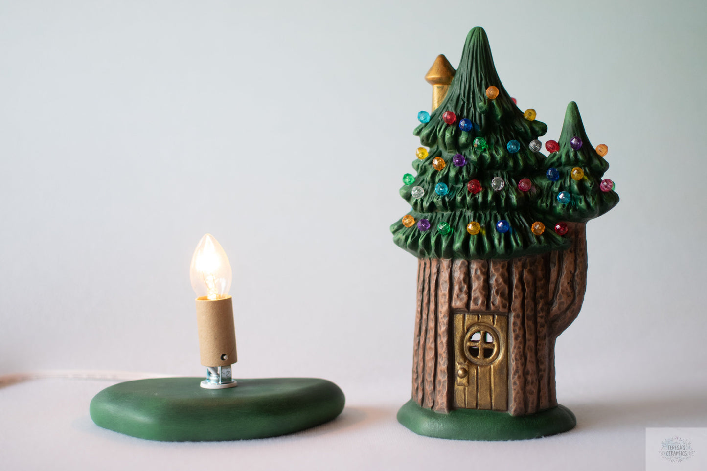 Winter Fairy House | Woodland Fairy Christmas | Holiday Fairy Decor | Rustic Christmas Decor | Ceramic Christmas Light | Christmas Tree Home