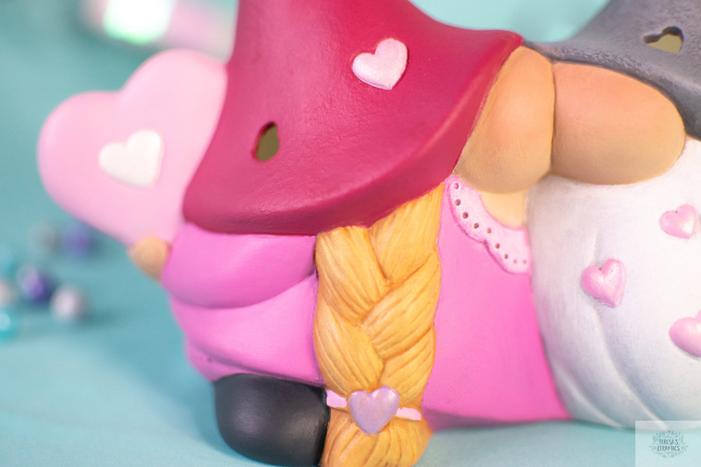 Valentine Gnomes | Valentine's Day Gift | Tea Light Gnomes | Ceramic Gnome Decor | Sweetheart Gnomes