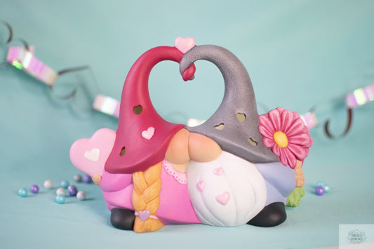 Valentine Gnomes | Valentine's Day Gift | Tea Light Gnomes | Ceramic Gnome Decor | Sweetheart Gnomes - Teresa's Ceramics