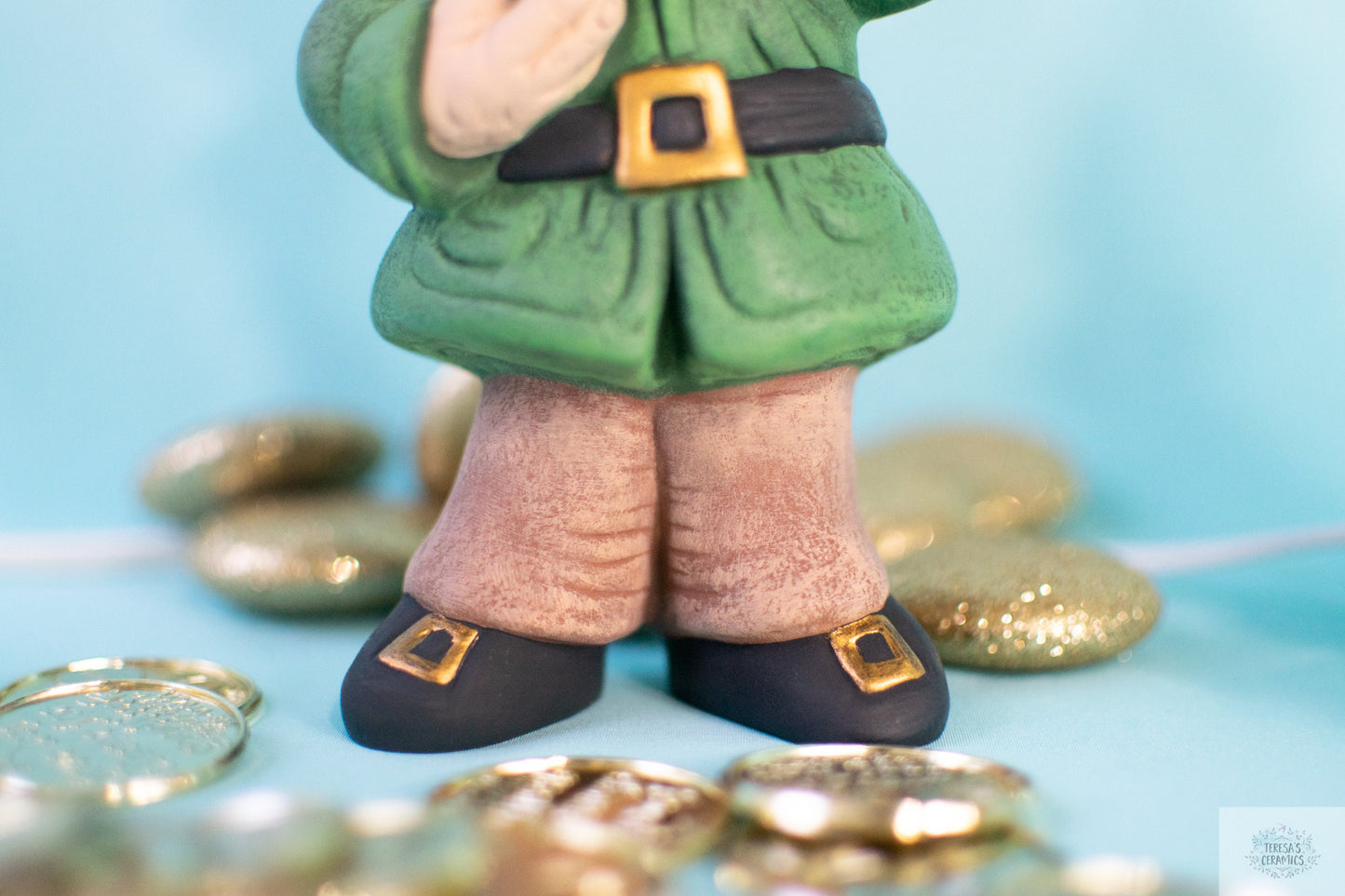 Leprechaun With Rainbow | St. Patrick's Day | Pipe Smoking Leprechaun | Vintage Ceramic Style