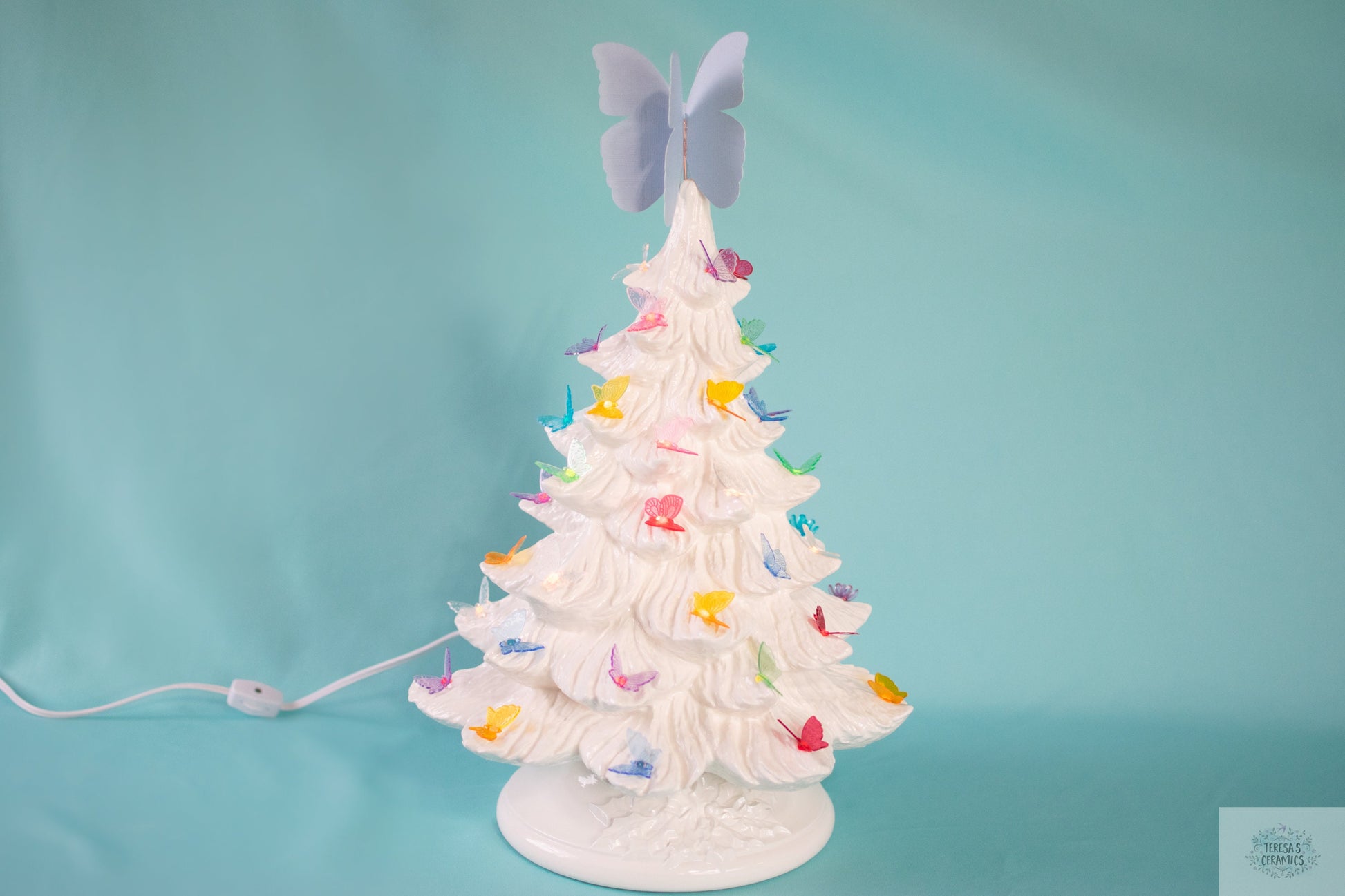 Vintage-Inspired Ceramic Butterfly Tree: Colorful Spring Decor for Easter, Christmas & Garden Gifts - Teresa's Ceramics