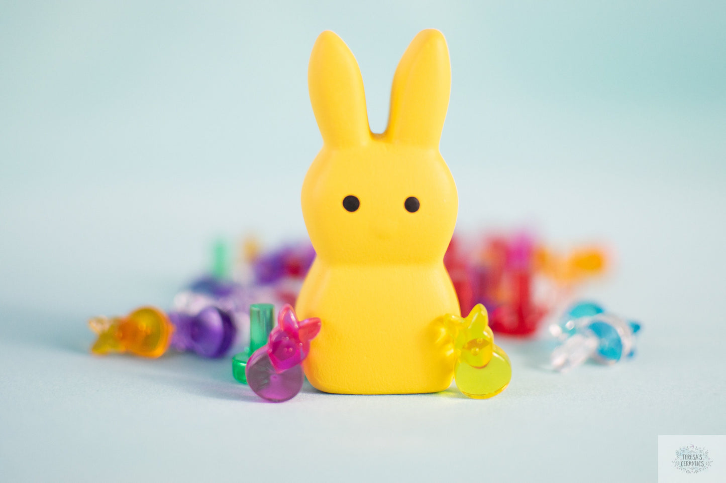 Colorful Easter Bunny Ceramic Tree Replacement Lights | Vintage Peep-Shaped Spring Decor