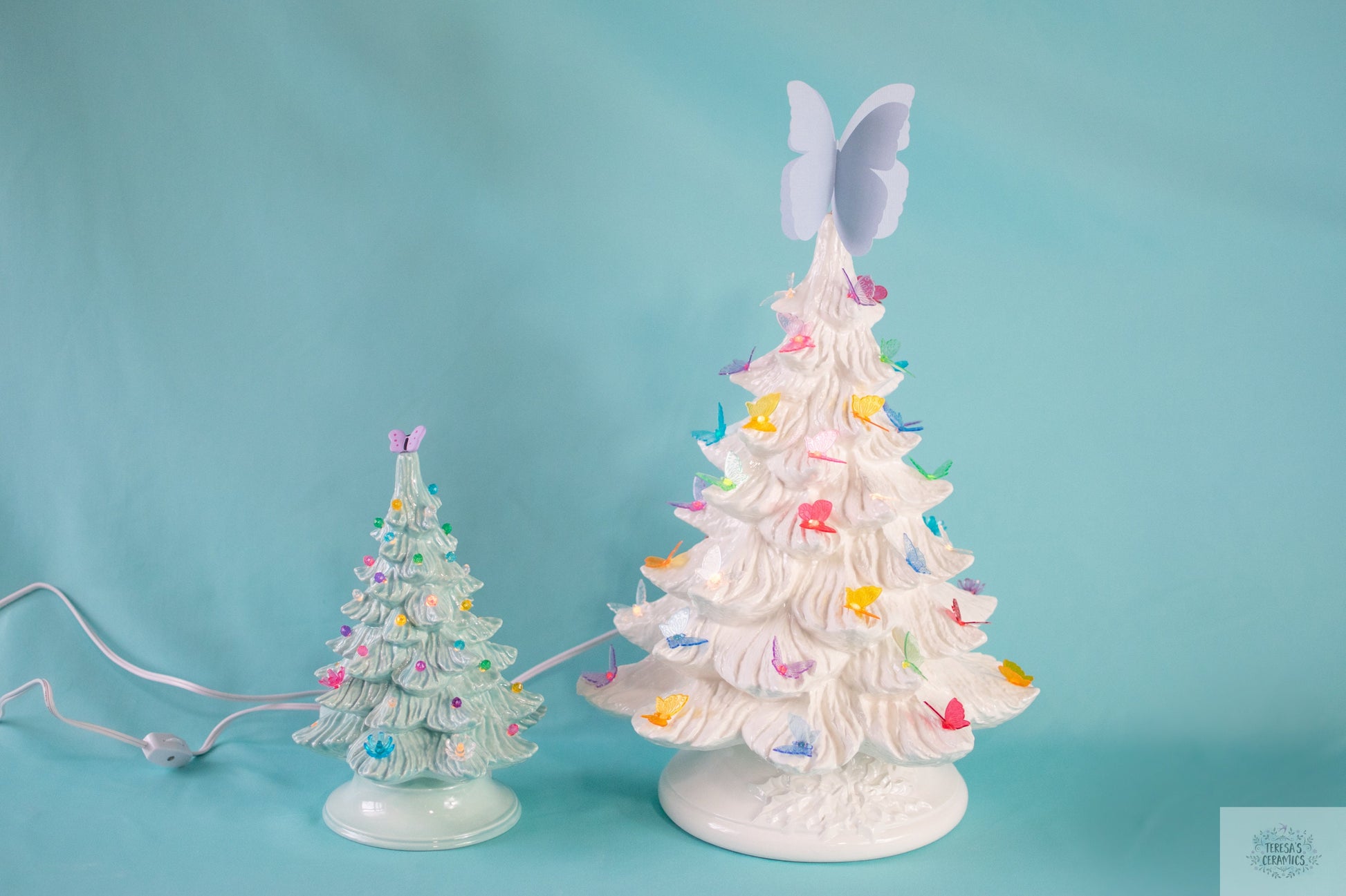 Vintage-Inspired Ceramic Butterfly Tree: Colorful Spring Decor for Easter, Christmas & Garden Gifts - Teresa's Ceramics