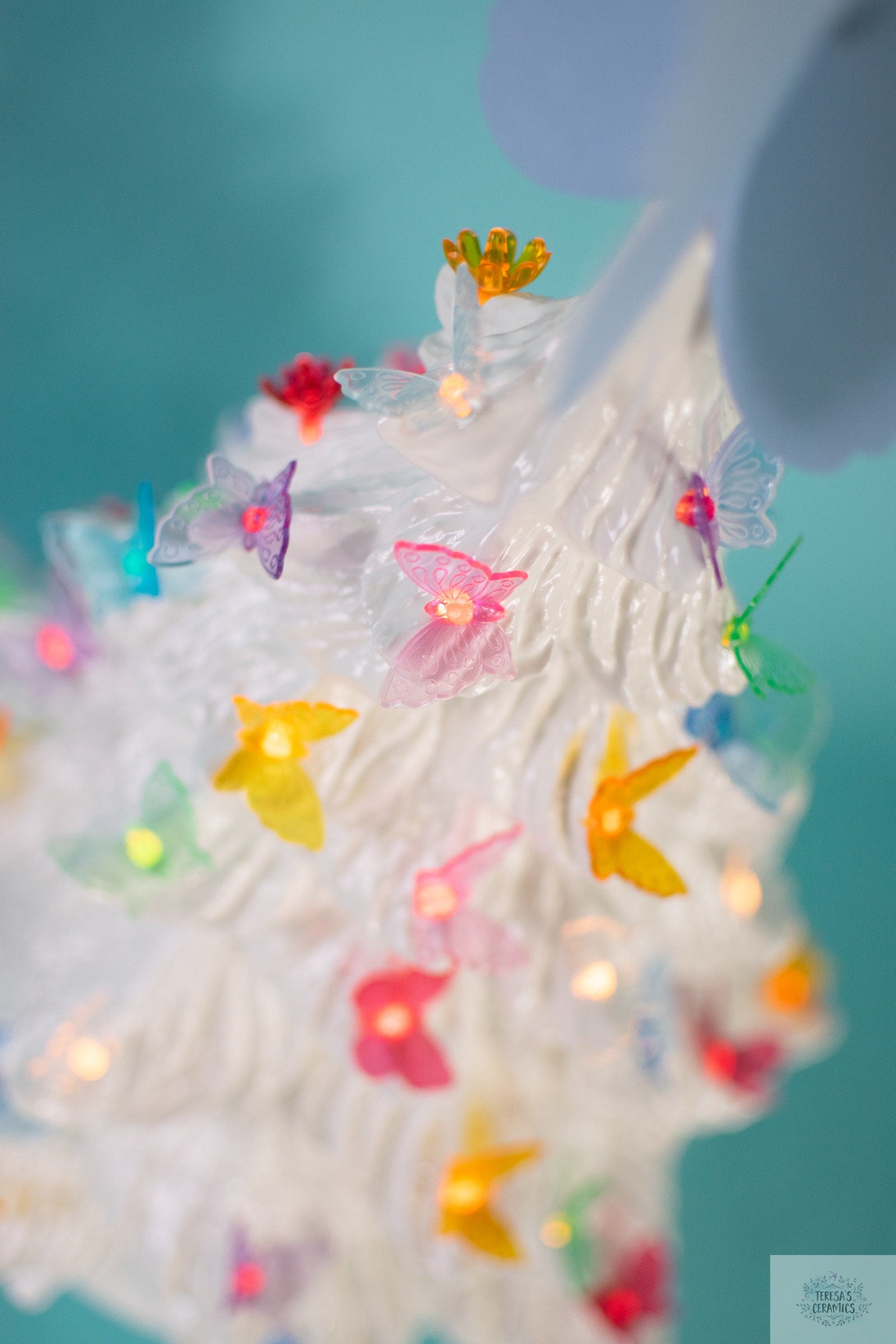 Vintage-Inspired Ceramic Butterfly Tree: Colorful Spring Decor for Easter, Christmas & Garden Gifts - Teresa's Ceramics