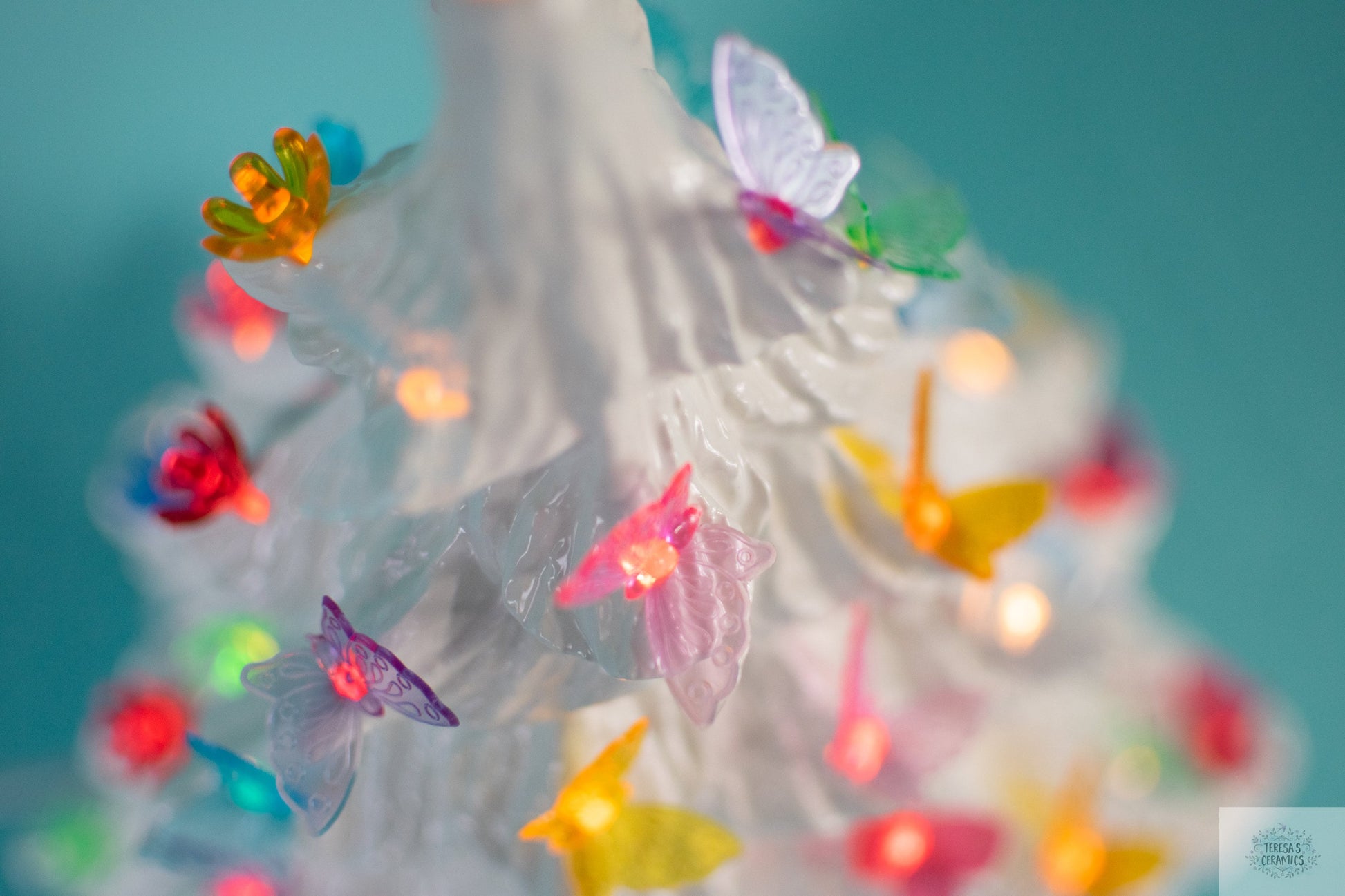 Vintage-Inspired Ceramic Butterfly Tree: Colorful Spring Decor for Easter, Christmas & Garden Gifts - Teresa's Ceramics