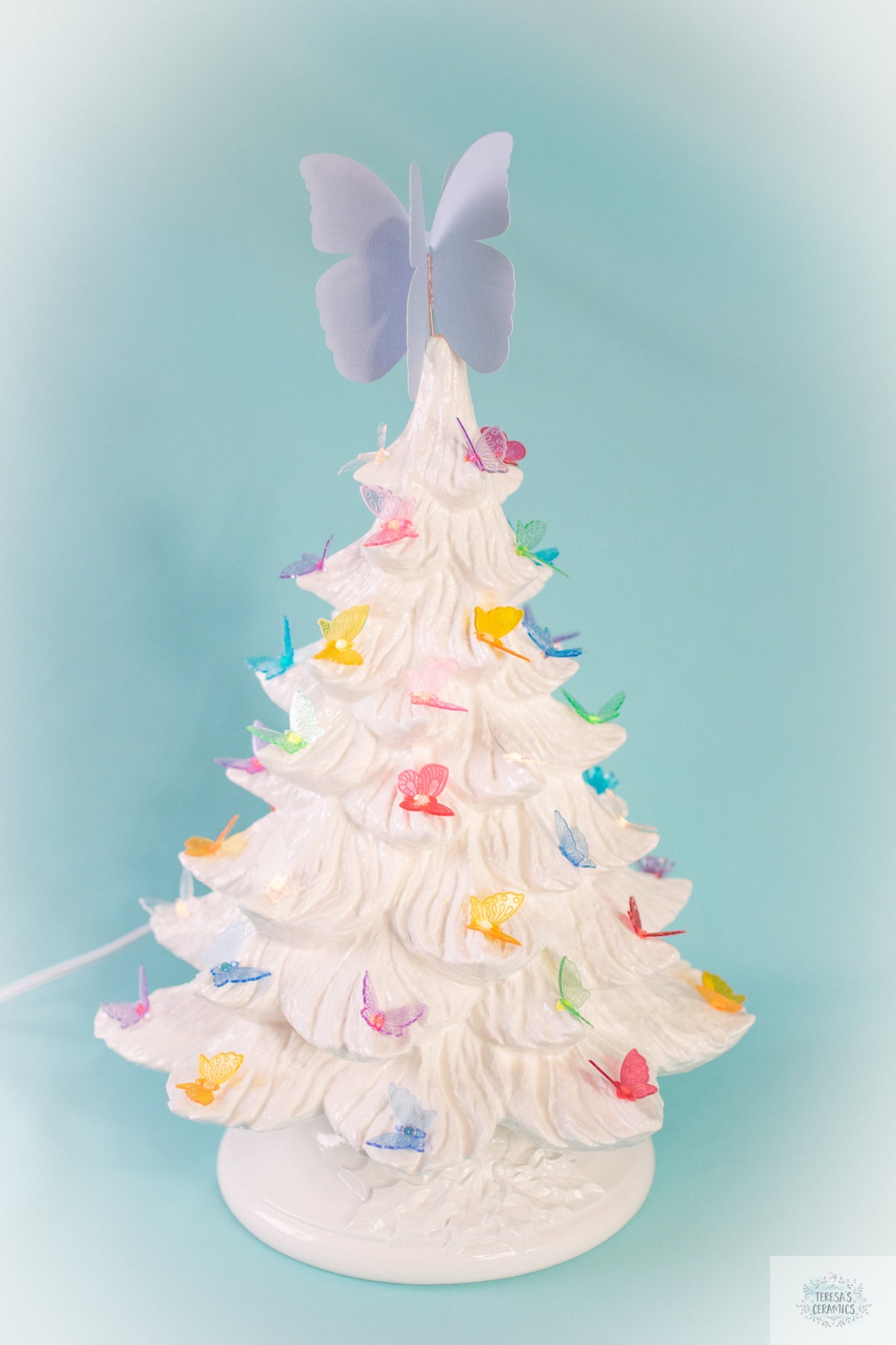 Vintage-Inspired Ceramic Butterfly Tree: Colorful Spring Decor for Easter, Christmas & Garden Gifts - Teresa's Ceramics
