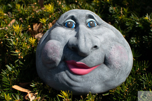 Whimsical Garden Stone Face Sculpture | Outdoor Yard Art Rock Decor | Aunt Betty Fraggle-Inspired