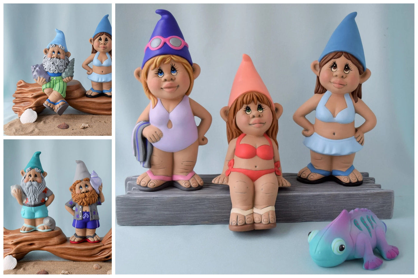 Bisque Beach Gnomes | Set of Three | Select Your Style | Ready To Paint | Ceramic Paint Project | DIY Garden Gnomes