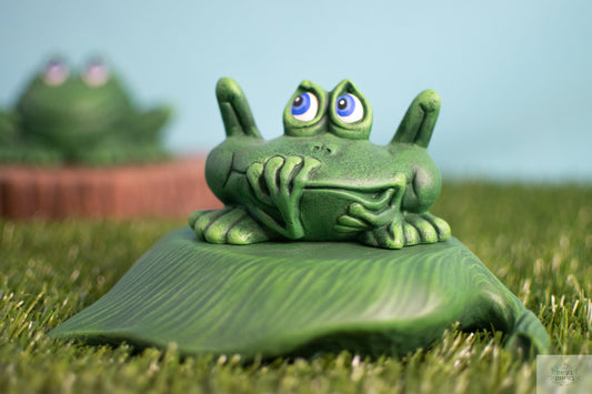RESERVED for Victoria - Charming Ceramic Frog Statue for Garden, Patio, Potted Plants, Cake Topper - Home Décor