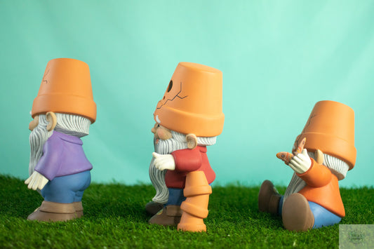 Large Crockpot Gnomes | Set of Three | Garden Gnome Brothers
