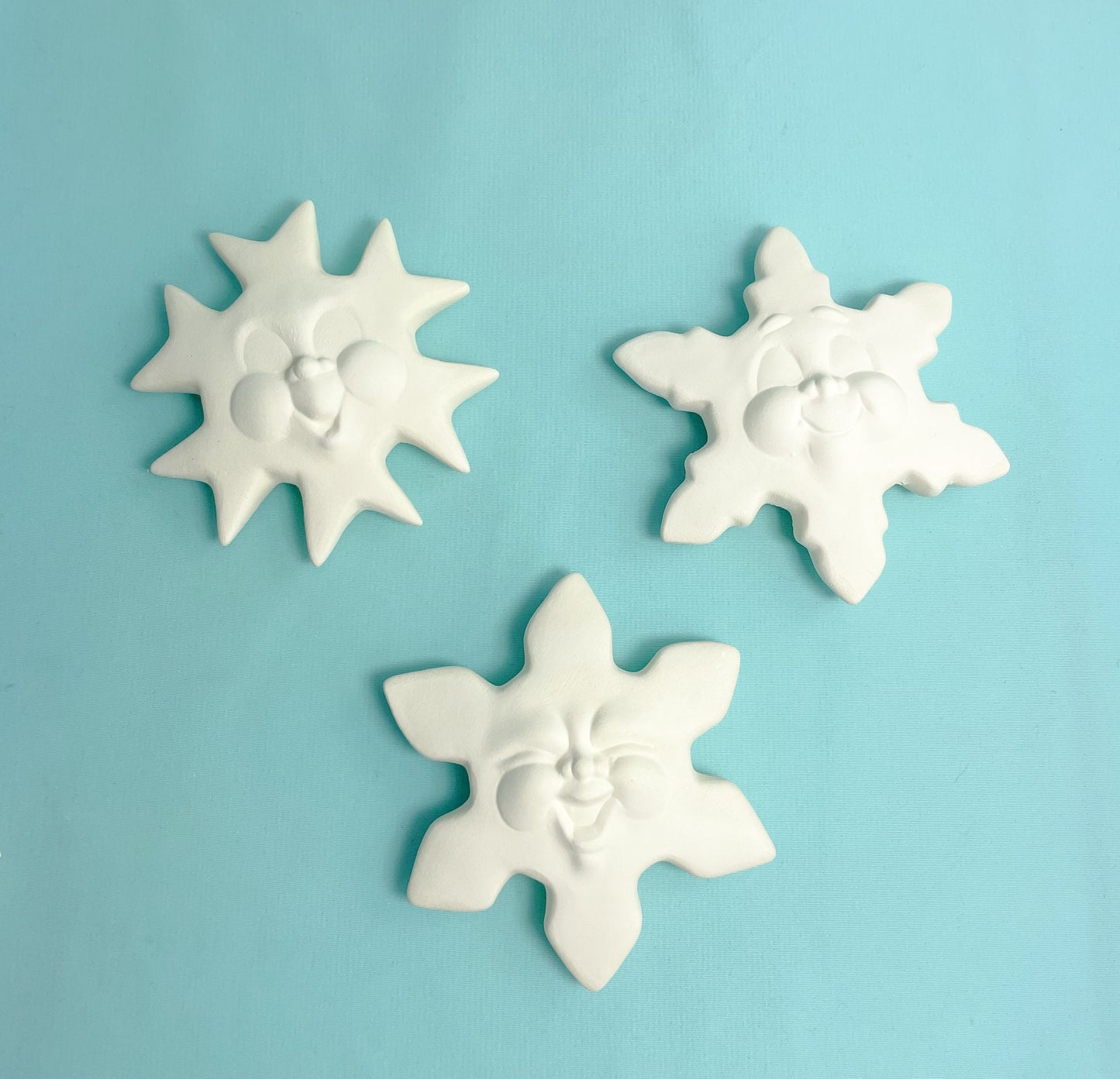 Ready To Paint | 5 Snowflake Ornaments | DIY Christmas Ornaments | Bisque Ceramic Snowflakes
