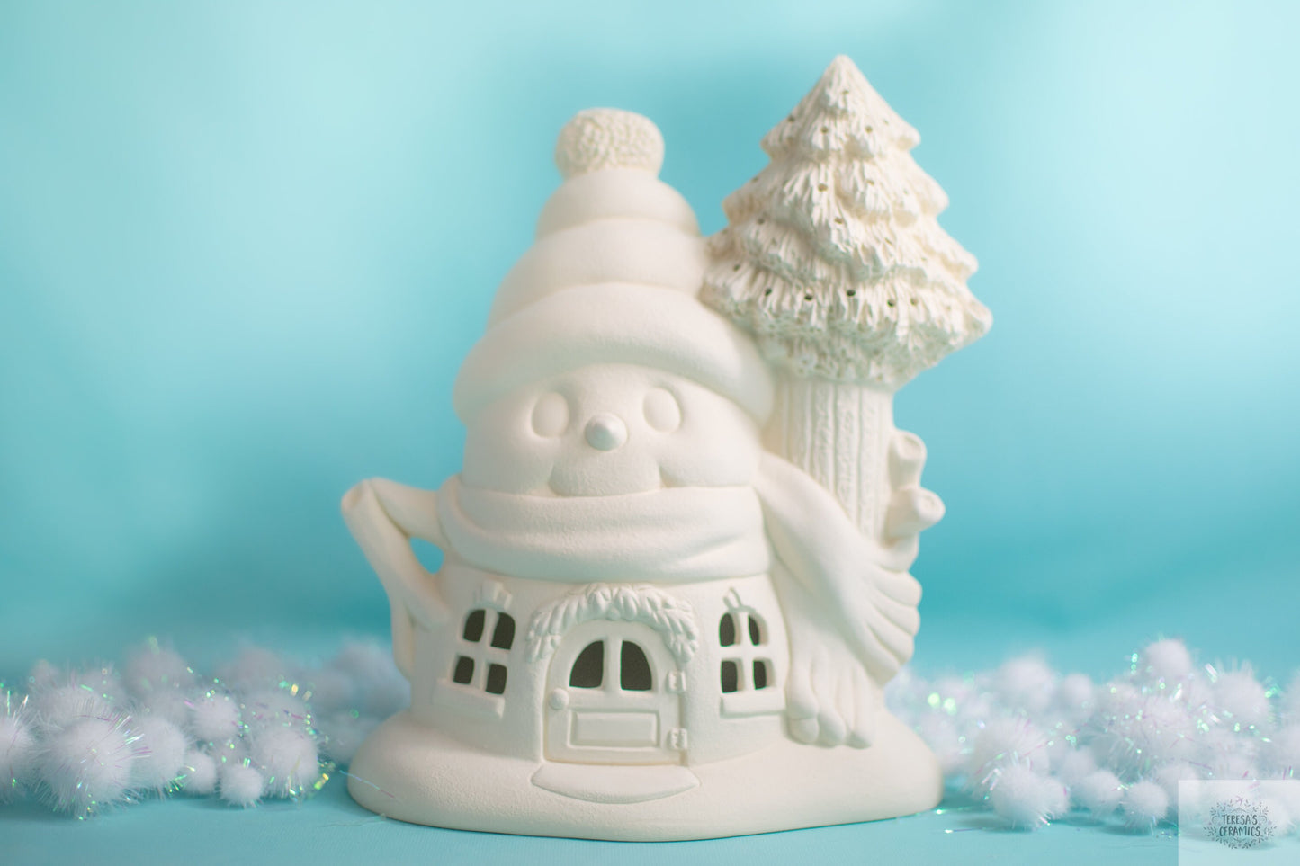Snowman Fairy House | DIY Night Light | Ceramics To Paint | Ceramic Bisque Kit