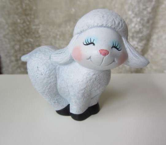 Ceramic Lambs - Set of 3  Spring lambs - baby sheep- cute little lamb-Easter lamb-sheep nic nac-Easter gift