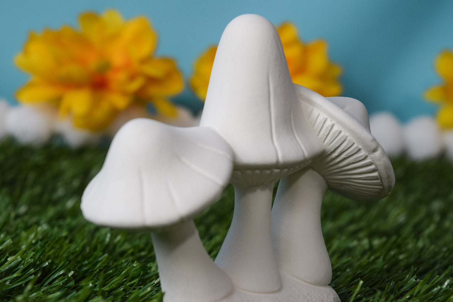Bisque Mushroom Trio - Fairy Garden |  Paint Yourself | Mushroom Yard Art  | DIY Mushrooms | Garden Art | Mushroom Decor | Cottagecore Decor