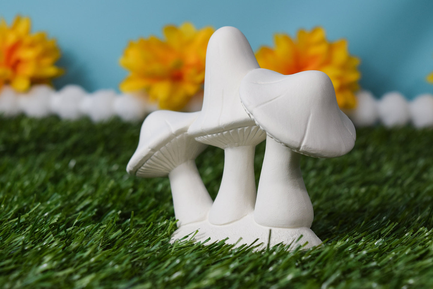 Bisque Mushroom Trio - Fairy Garden |  Paint Yourself | Mushroom Yard Art  | DIY Mushrooms | Garden Art | Mushroom Decor | Cottagecore Decor