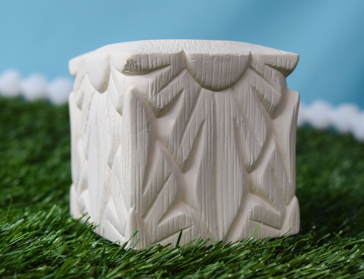 RESERVED for Amanda - Bisque Paint Brush Holder - Geometric Decor | Geometric Planter | Ready to Paint