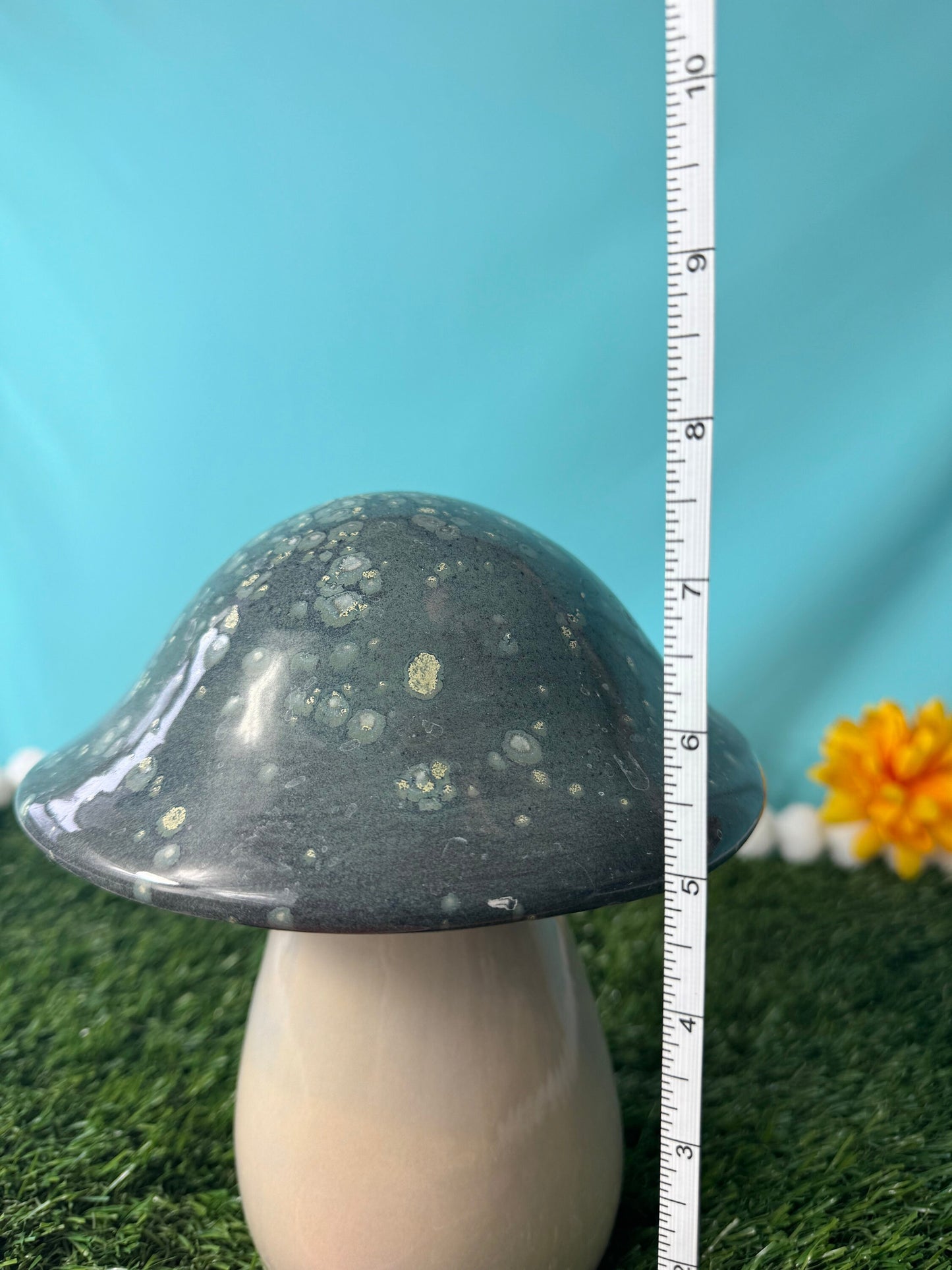 Funky Mushroom - Volcanic Ash Speckled Glaze | Mushroom Yard Art | Mushroom Decor | Garden Art | Outdoor Mushroom Art | Cottagecore Yard Art