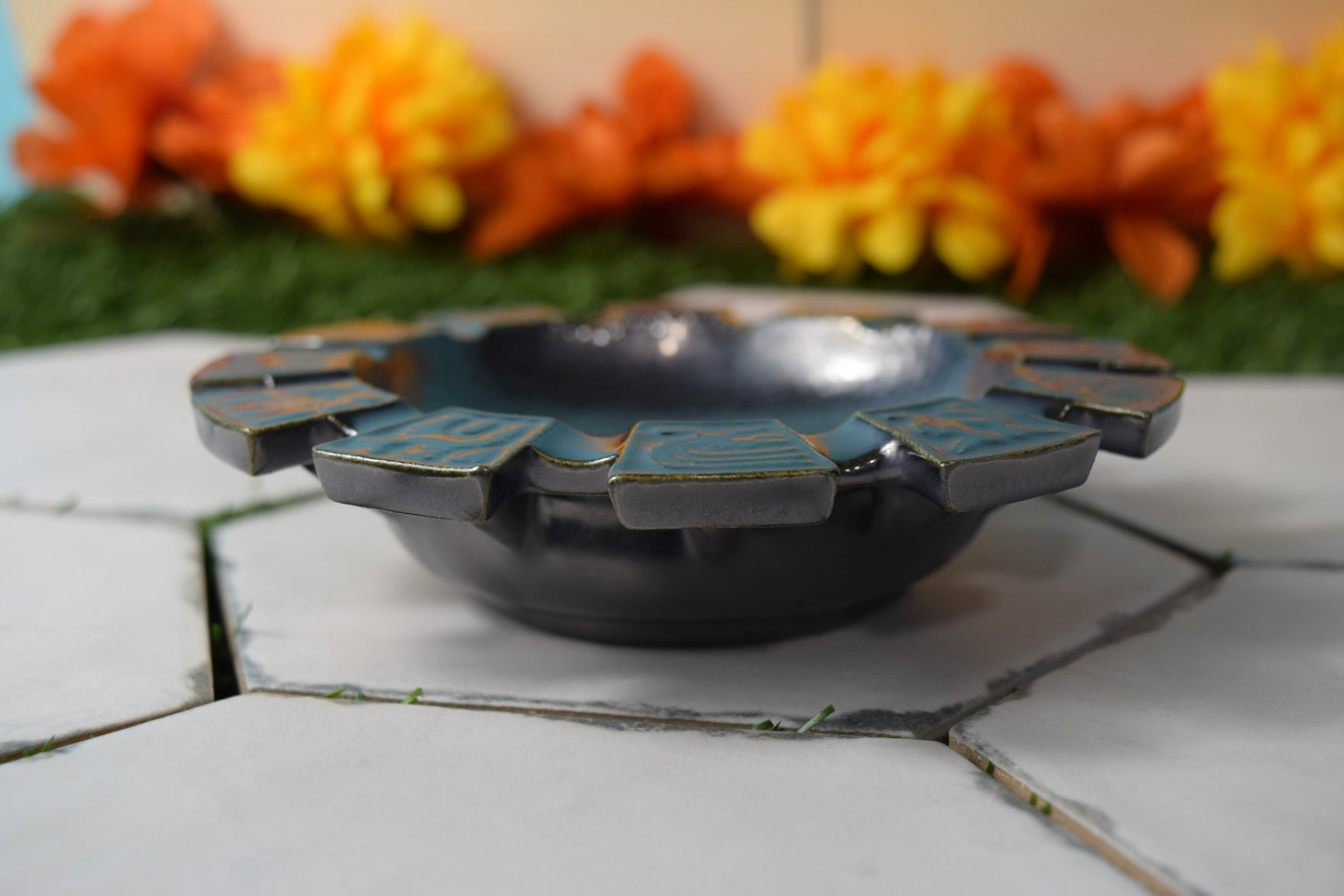 Celestial Ceramic Ash Tray: Rustic Boho Astrology Trinket Dish & Ring Holder for Housewarming Gifts