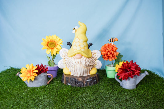 Extremely cute Bumblebee Gnome! Perfect for the garden or just a bee lover's collection