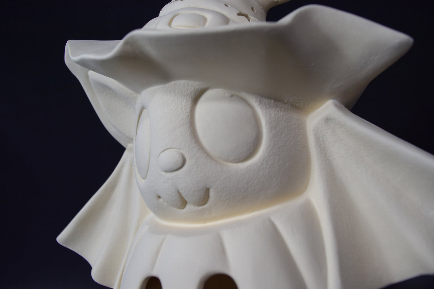 Unpainted Ceramic Witch Hat Bat on Light-Up Jack-o-Lantern: DIY Halloween Craft & Tree Topper