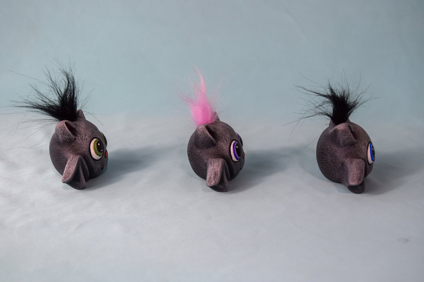 Set of 3 Cute Little Fuzzy Halloween Bats | Clay Magic | Fall and Halloween Decor | 3 Cute Little Halloween Baby Bats | Home Decor