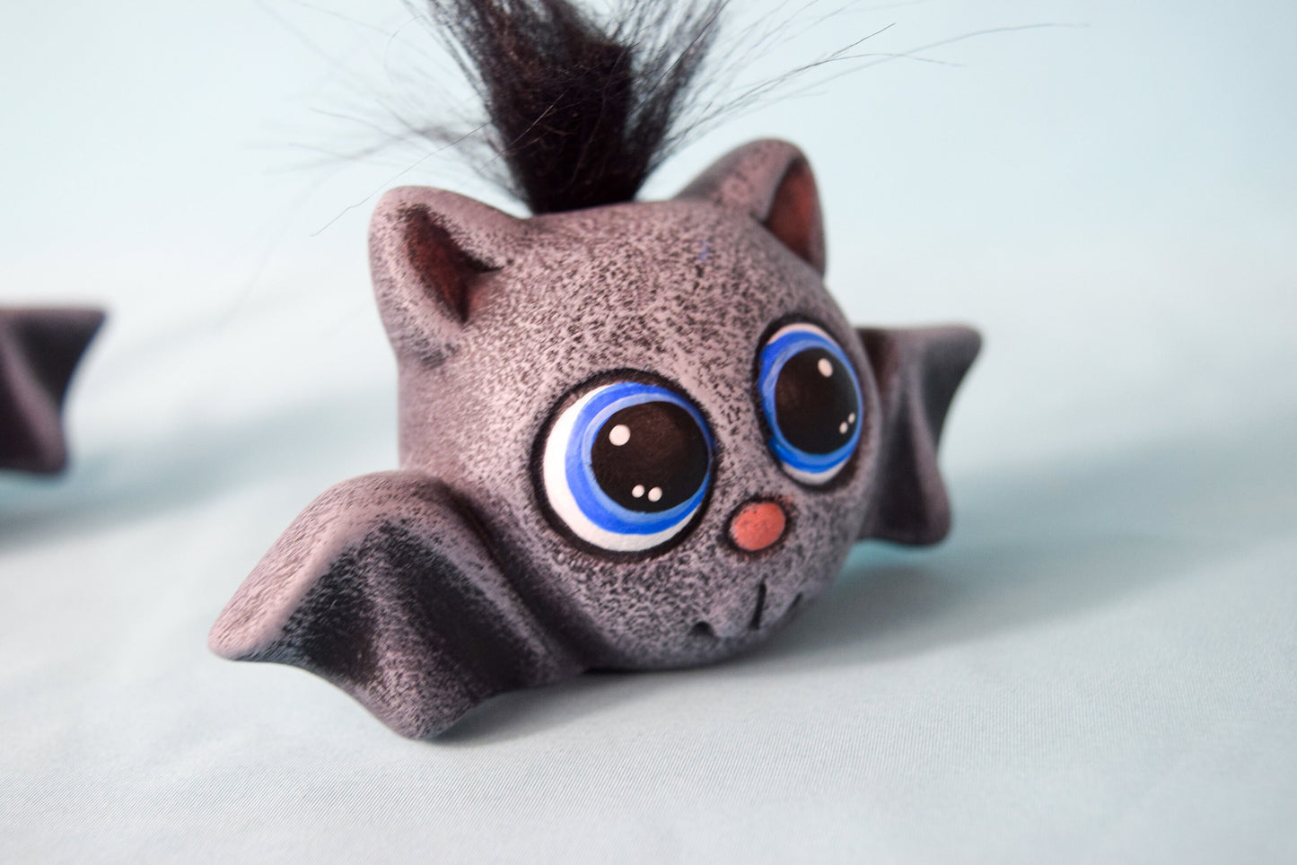 Set of 3 Cute Little Fuzzy Halloween Bats | Clay Magic | Fall and Halloween Decor | 3 Cute Little Halloween Baby Bats | Home Decor