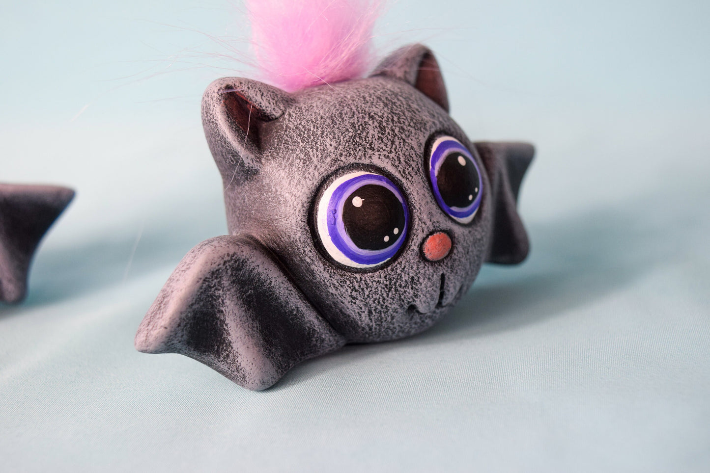 Set of 3 Cute Little Fuzzy Halloween Bats | Clay Magic | Fall and Halloween Decor | 3 Cute Little Halloween Baby Bats | Home Decor