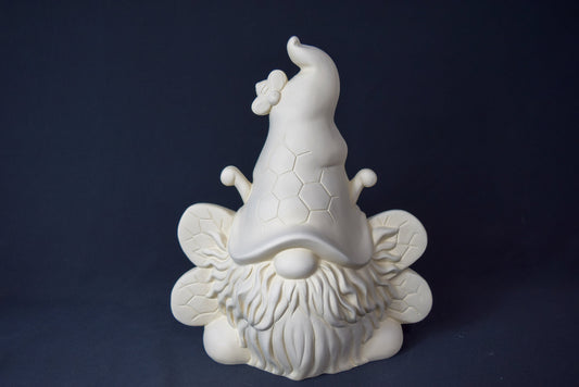 8-inch Unpainted Buzzbee Bee Gnome Ceramic Figurine for DIY Paint Party Crafts