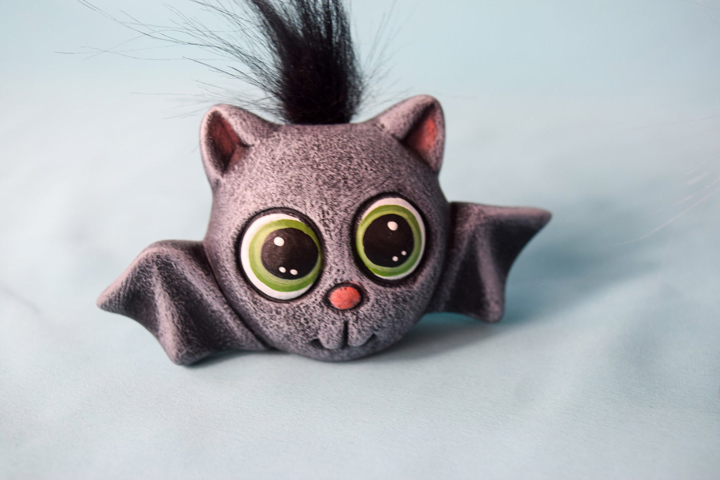 Set of 3 Cute Little Fuzzy Halloween Bats | Clay Magic | Fall and Halloween Decor | 3 Cute Little Halloween Baby Bats | Home Decor