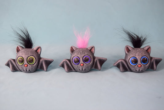 Set of 3 Cute Little Fuzzy Halloween Bats | Clay Magic | Fall and Halloween Decor | 3 Cute Little Halloween Baby Bats | Home Decor