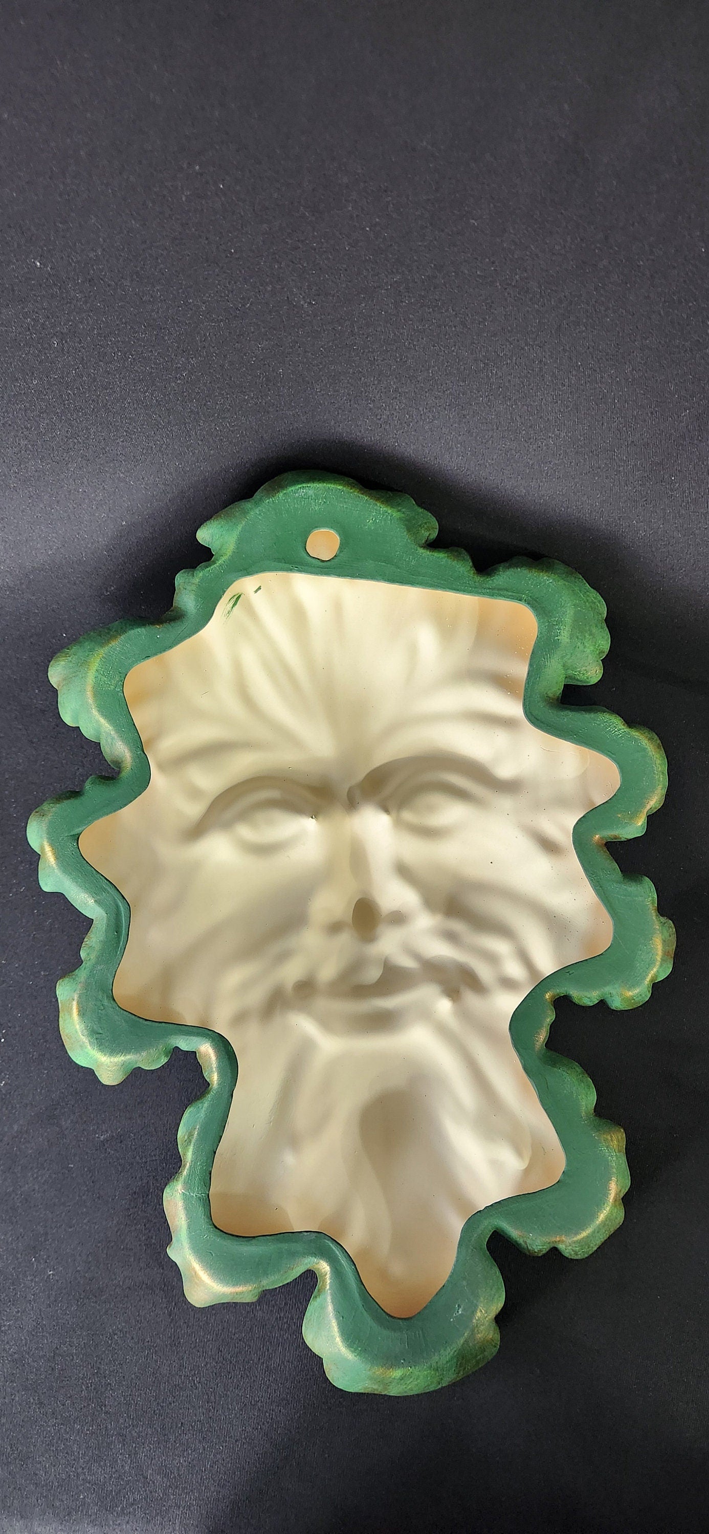Leafman - Greenman - Nature man - Yard Art - Garden Decor - Green Leaf Face - Green - Copper - Gold - Leafman Plaque - Outdoor Wall Hanging