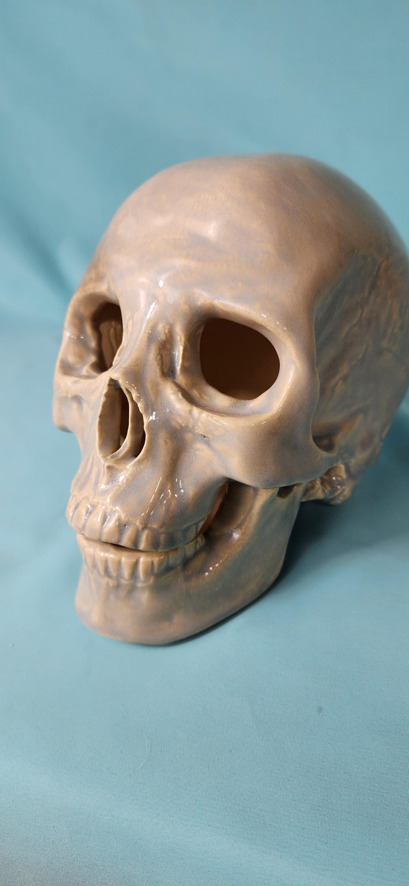 Spooky Glazed Ceramic Skull
