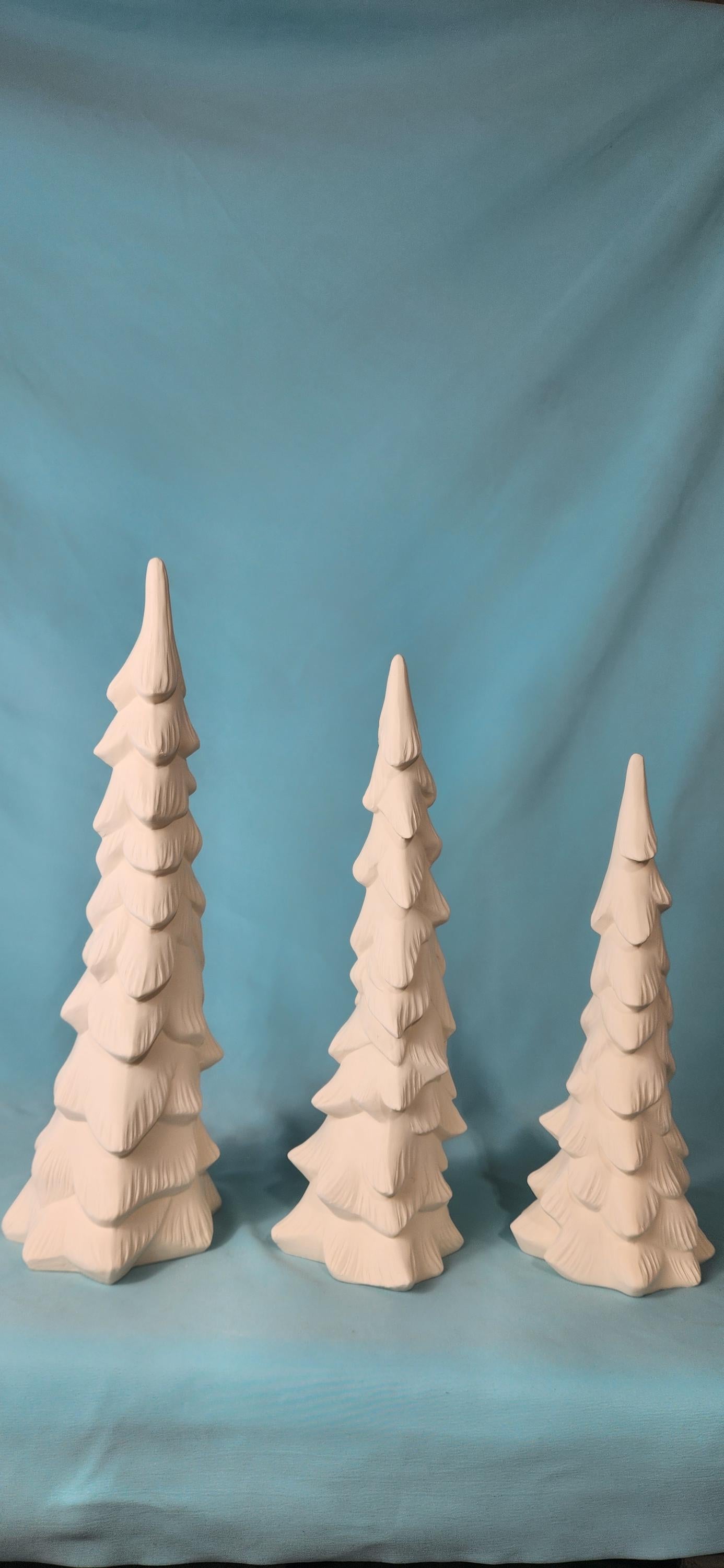 Ready To Paint | Select Your Size | Wispy Bisque Trees | Heirloom Ceramic Tree | Winter Holiday Decor | Night Light - Teresa's Ceramics