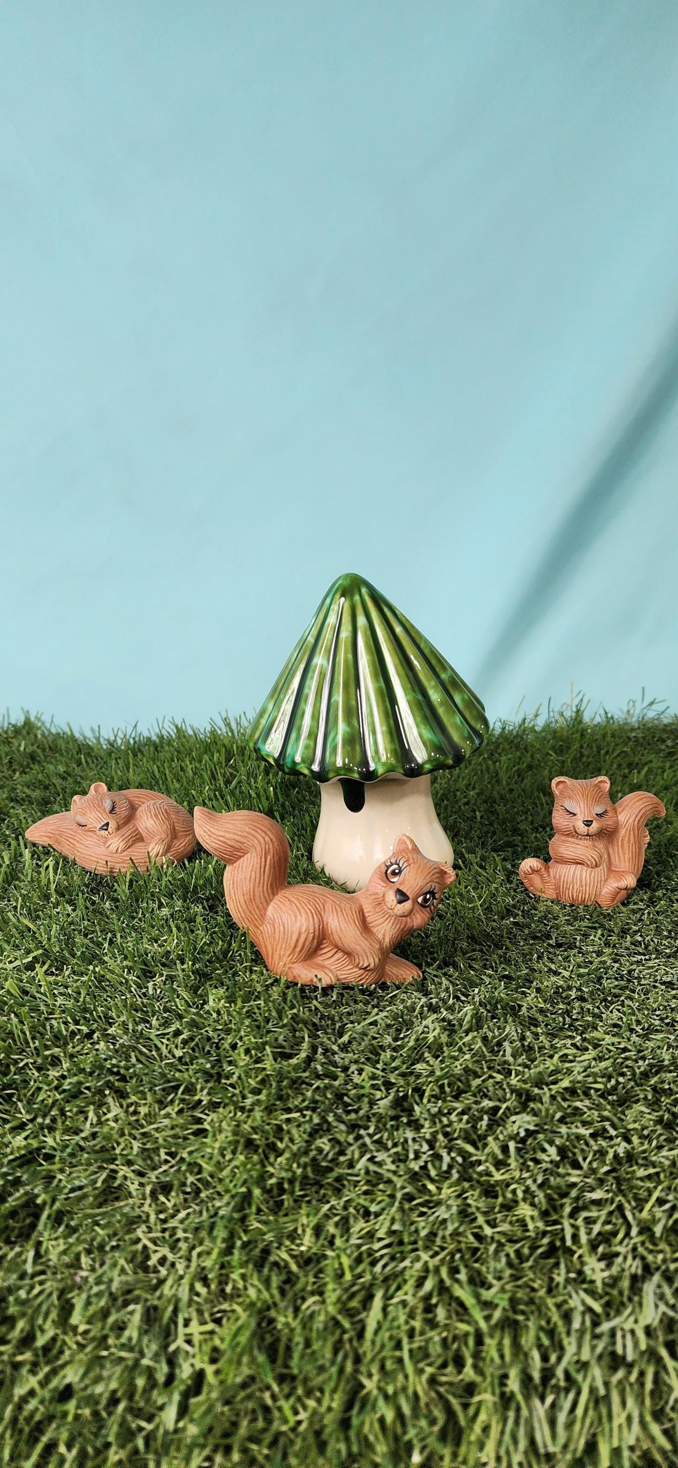 RESERVED for Suellen - Squirrel Friend and a green wormy - Teresa's Ceramics