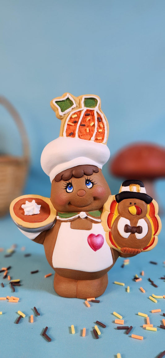 thanksgiving themed ceramic gingerbread baker